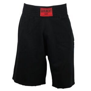 GIVENCHY Original Paris Men's Distressed Black Cotton Sweat Shorts - Size Large